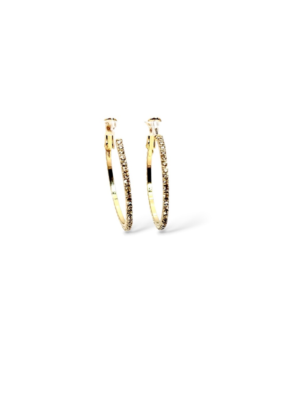 Stella & Ruby Pave CZ Hoop Gold Timeless Earrings NWT